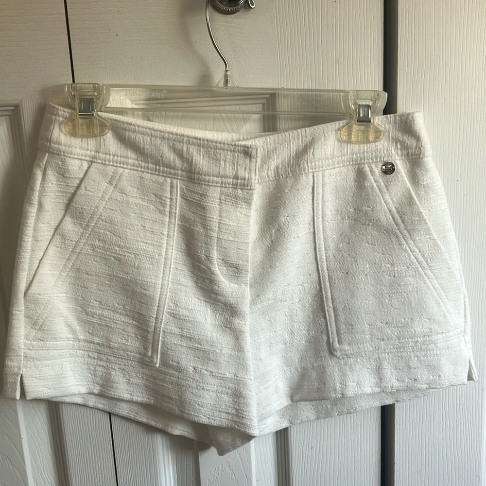 Trina Turk White Textured High-Waist Shorts